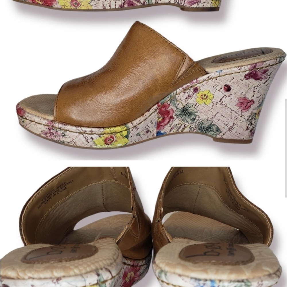 B.O.C. Born Concepts Mules Floral Cork Wedge Mule Sandal Size 9